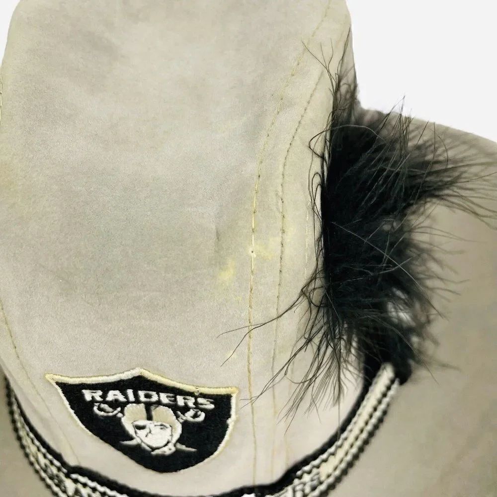 RARE Vintage 80s LOS ANGELES Raiders AJD Suede M Cowboy Western Embroidered Hat - Picture 10 of 12